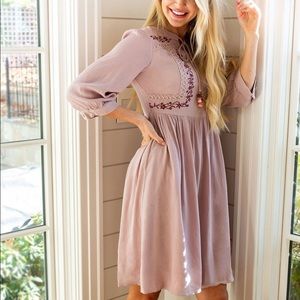 Embroidered Mauve Dress Downeast Basics